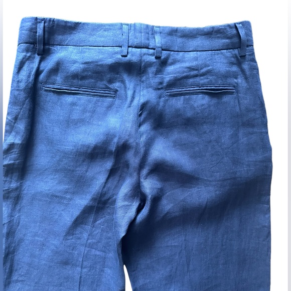 True Royal Linen Trousers Navy Blue Size 6 Straight Leg Linen Pants - Picture 6 of 7